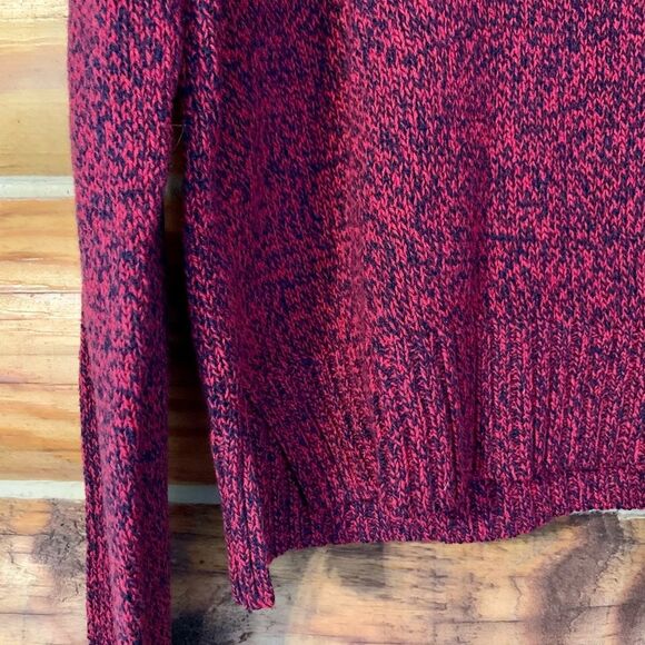 H&M DIVIDED Red Blue Marled Knit Cropped Pullover Sweater Medium - Picture 4 of 5